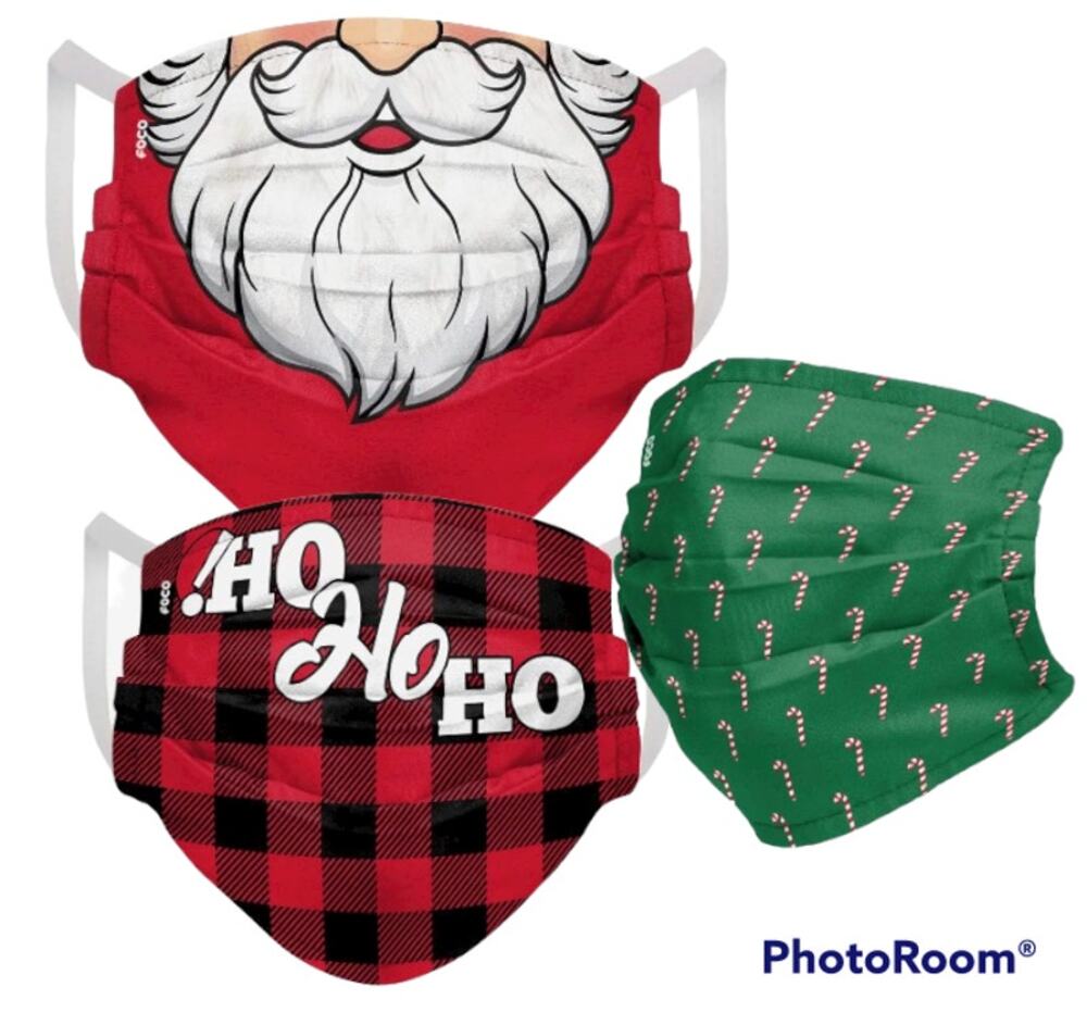 Holiday Christmas Santa Candy Cane Checkered Pleated Face Cover Mask SET (4) NWT